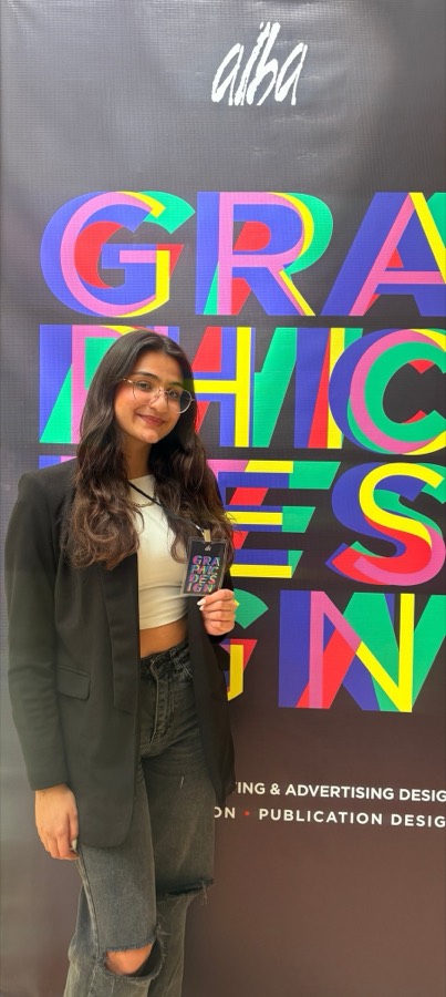 Luna Rahal at the ALBA graphic design exhibition